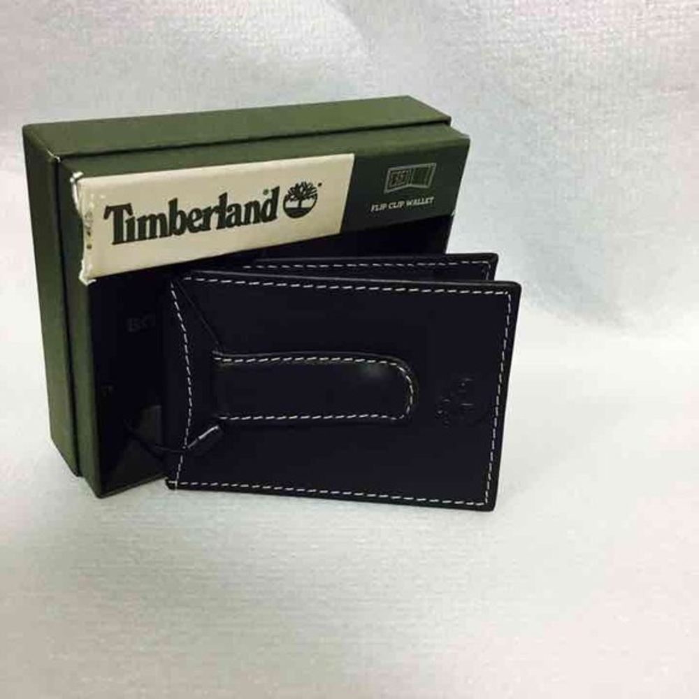 Timberland Flip Clip Mens Leather Wallet Black